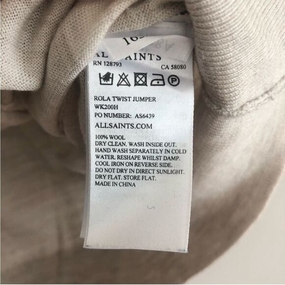 All Saints Rola Twist Jumper Merino Wool Sweater in Oatmeal Size M - Picture 4 of 7